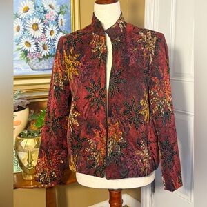 Vintage Rich Jewel Tone Tapestry Open Front Jacket Harve Benard 8P